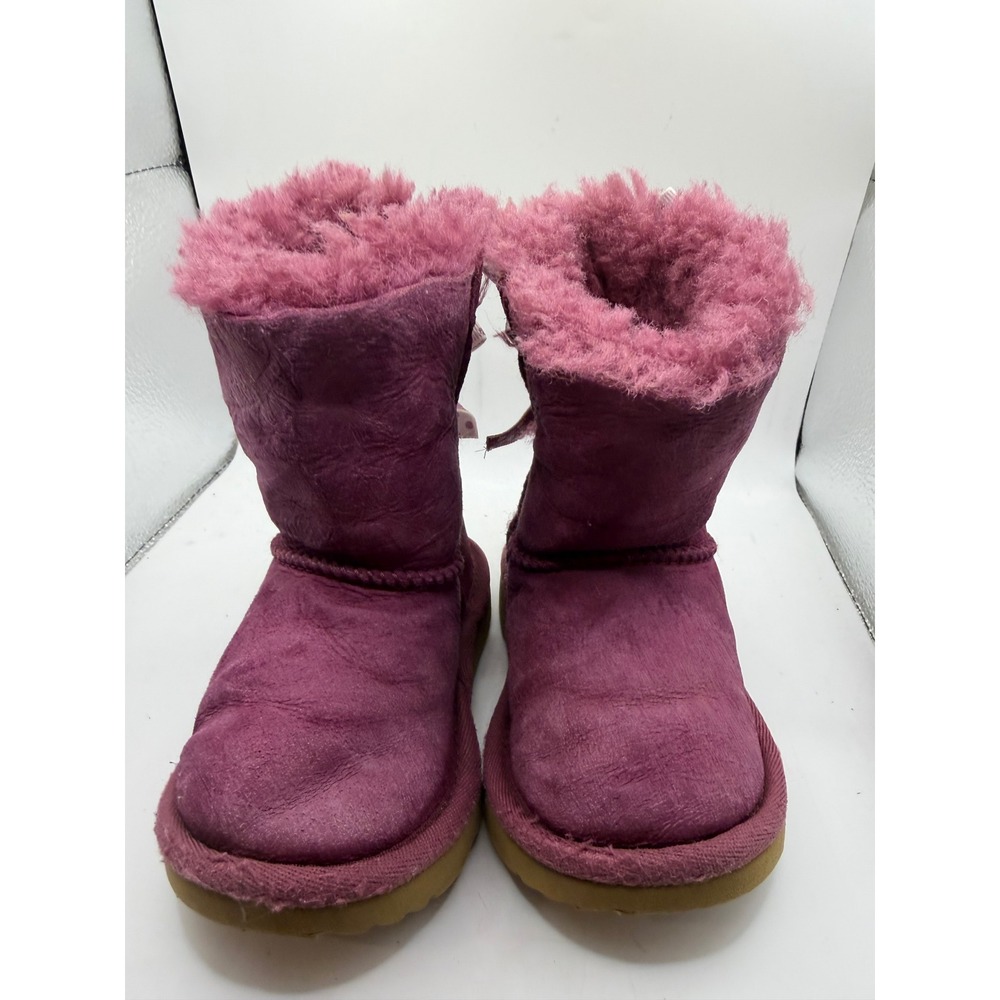 UGG Toddler Bailey Bow II Magenta Purple Polka Dot Boots Size 6 1103506T